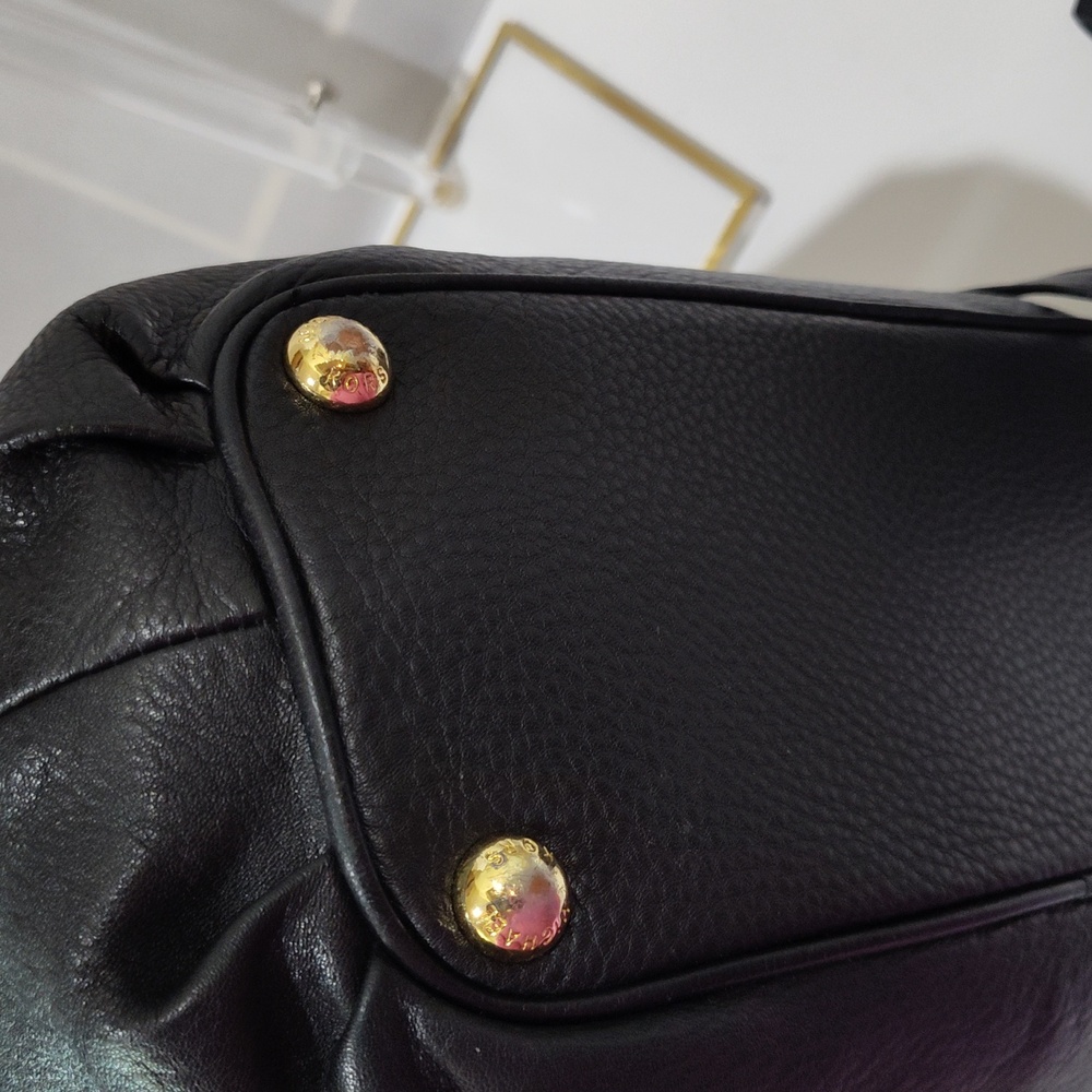Black Michael Kors Leather Tote Bag with Gold Accents And Wallet - Picture 8 of 17